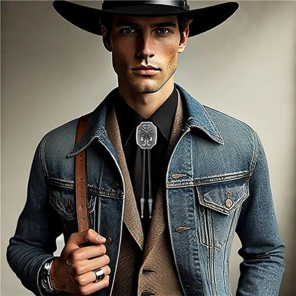 Men Western Cowboy Cowgirl Bolo Ties 05 - Picture 2 of 7
